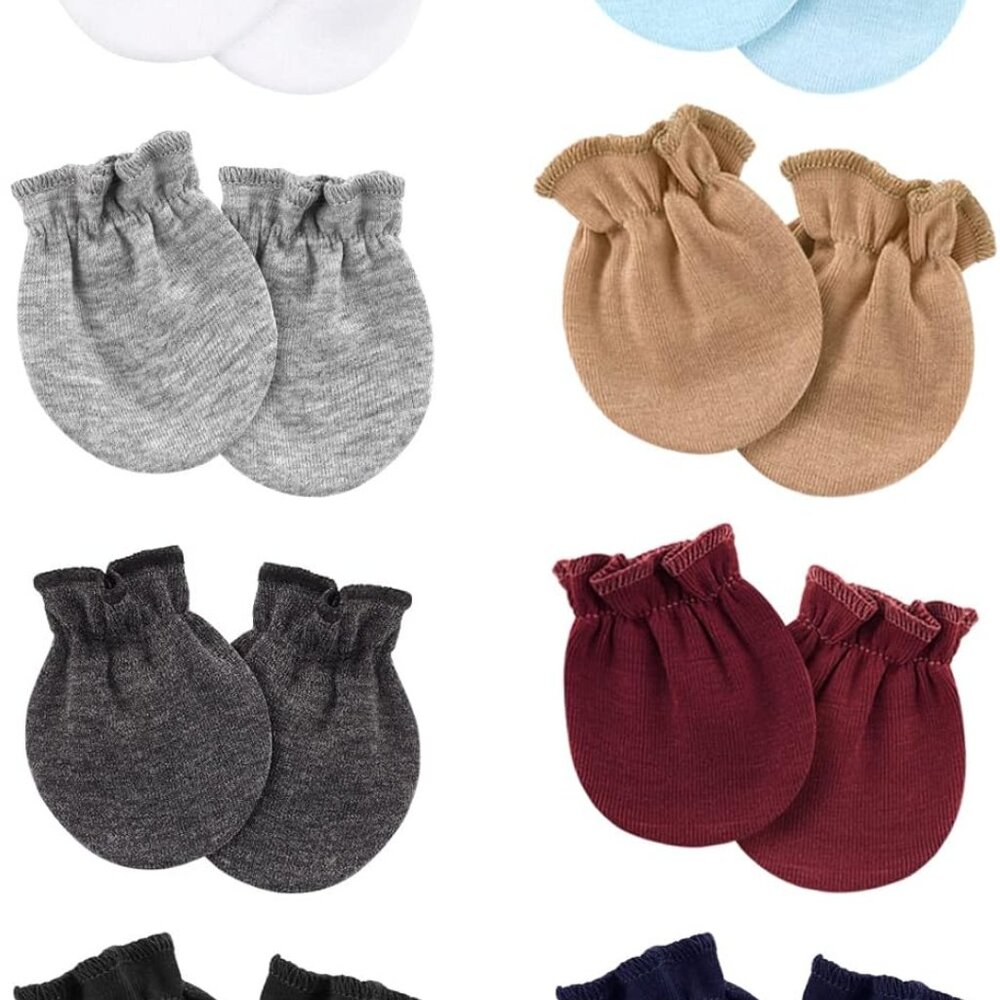 Organic Cotton Newborn Mittens - 8 Pairs, Hypoallergenic, Comfort for Your Baby